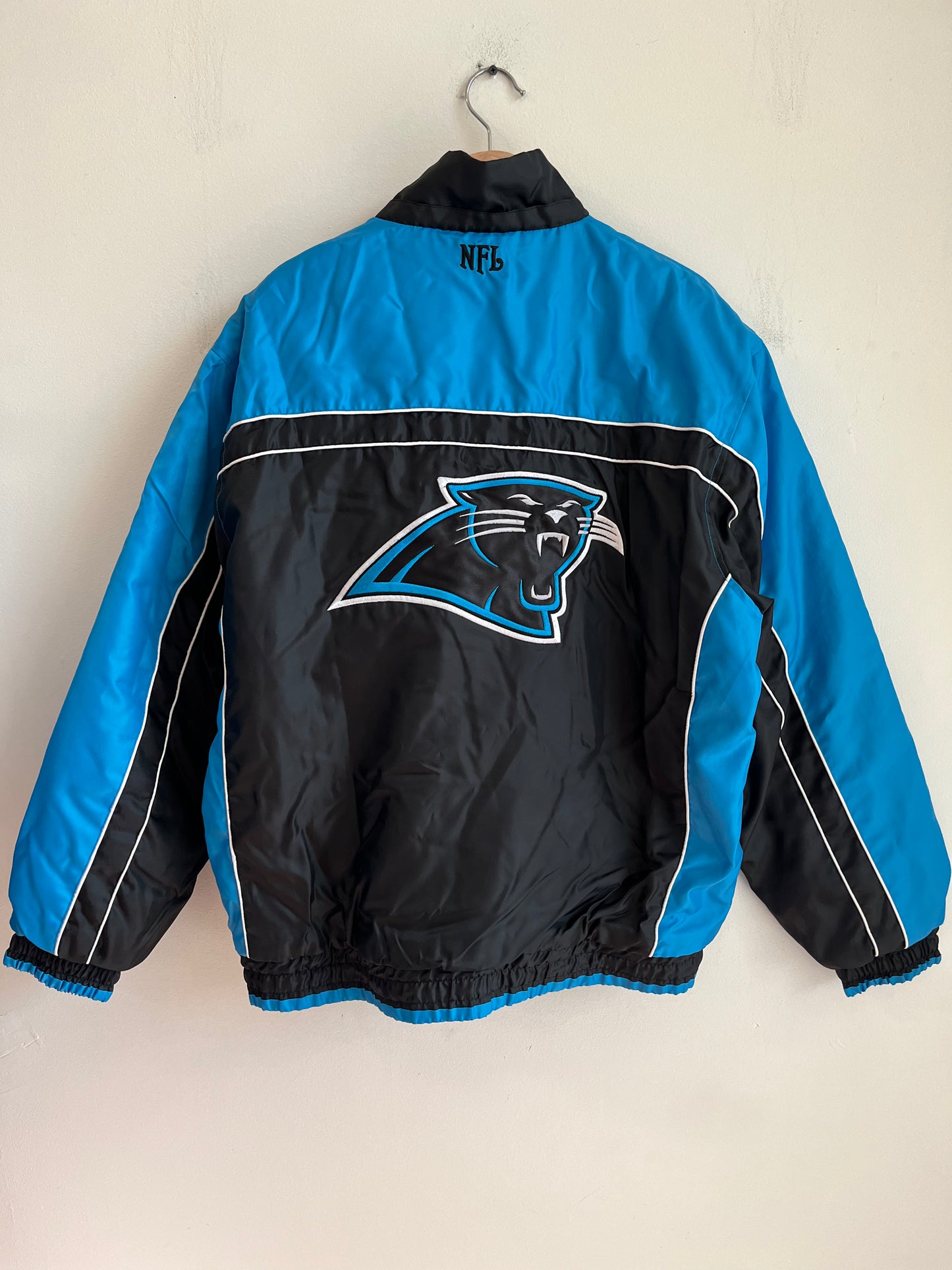 2010s Carolina Panthers Two Tone Quilt Lined Jacket (L)