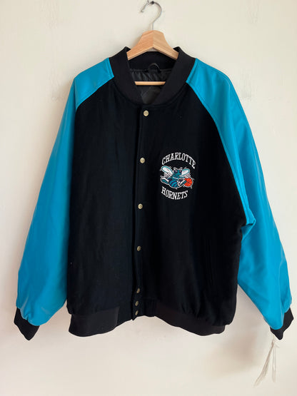 00s Charlotte Hornets Vintage Deadstock Harbortec Leather Jacket (XXL)