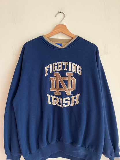 90s Notre Dame University Embroidered Starter Crewneck (XL)