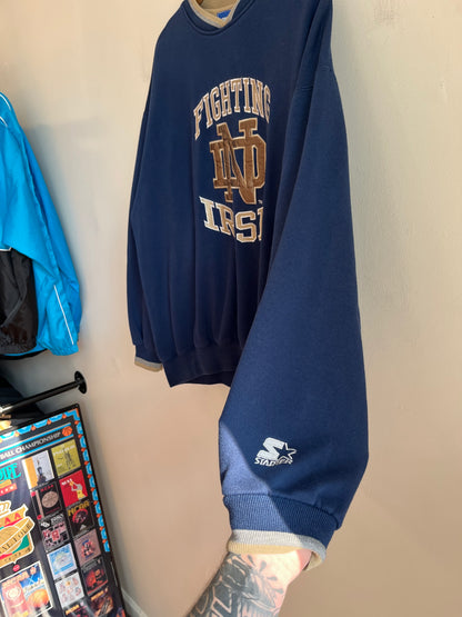 90s Notre Dame University Embroidered Starter Crewneck (XL)
