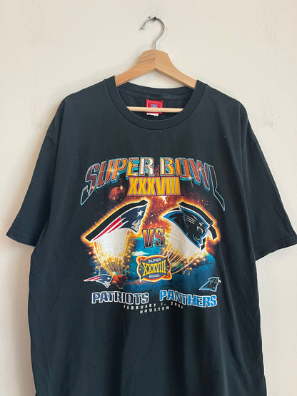2004 Patriots vs Panthers Super Bowl Tee (XL)
