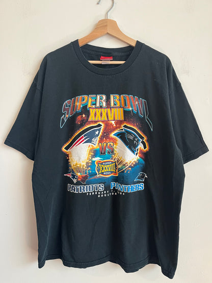 2004 Patriots vs Panthers Super Bowl Tee (XL)