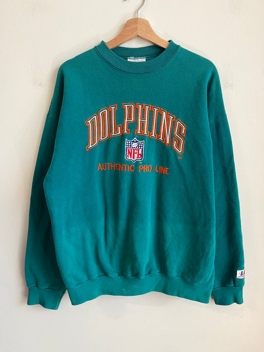 1990s Miami Dolphins Logo Athletic Teal Embroidered Crewneck (L)