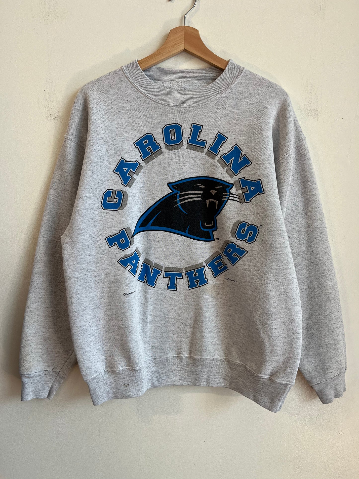 1993 Carolina Panthers Circle Spell Out Grey Crewneck (L)