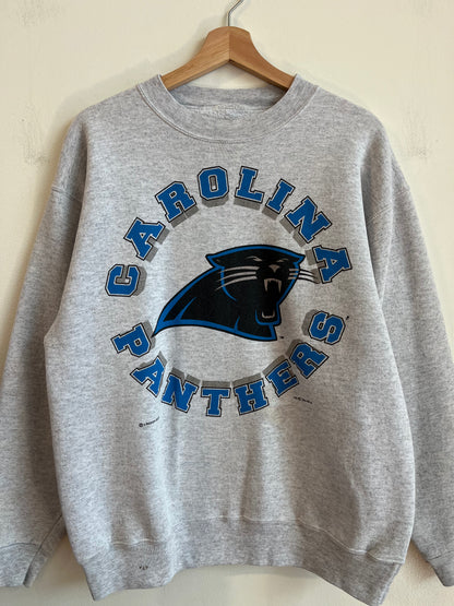 1993 Carolina Panthers Circle Spell Out Grey Crewneck (L)