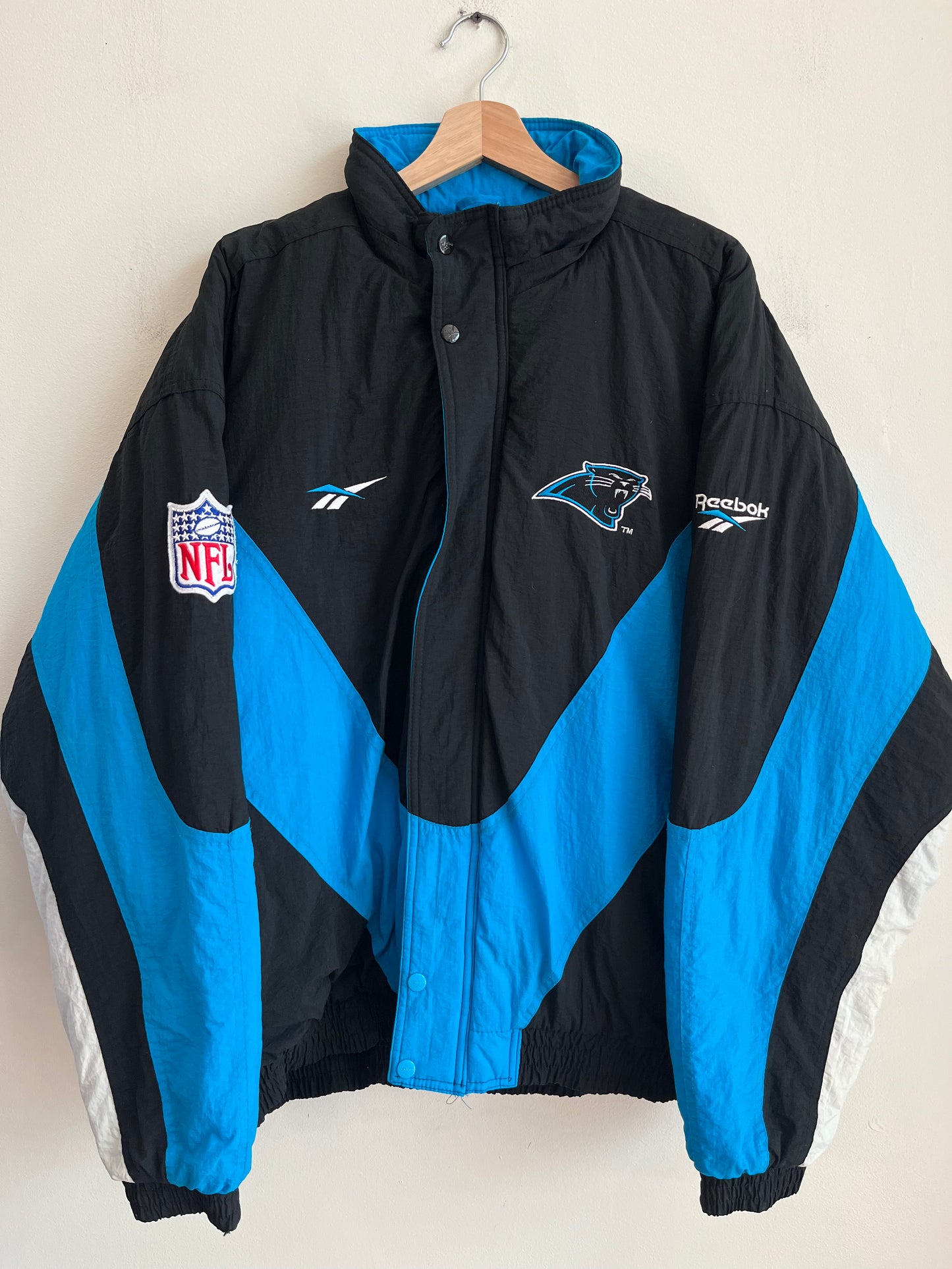 90s Carolina Panthers Reebok Rare Cat Scratch Puffer Jacket (XL)