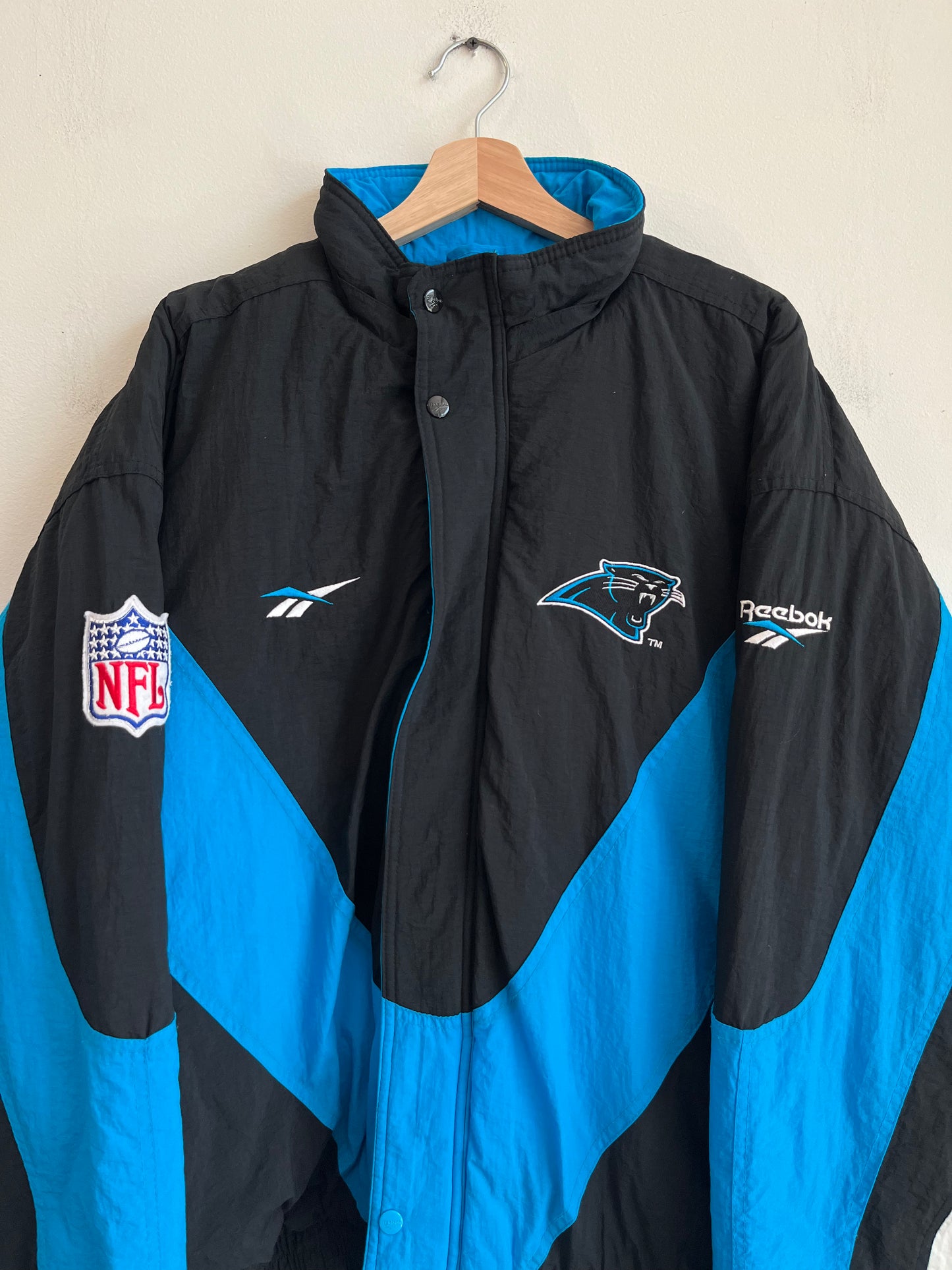 90s Carolina Panthers Reebok Rare Cat Scratch Puffer Jacket (XL)