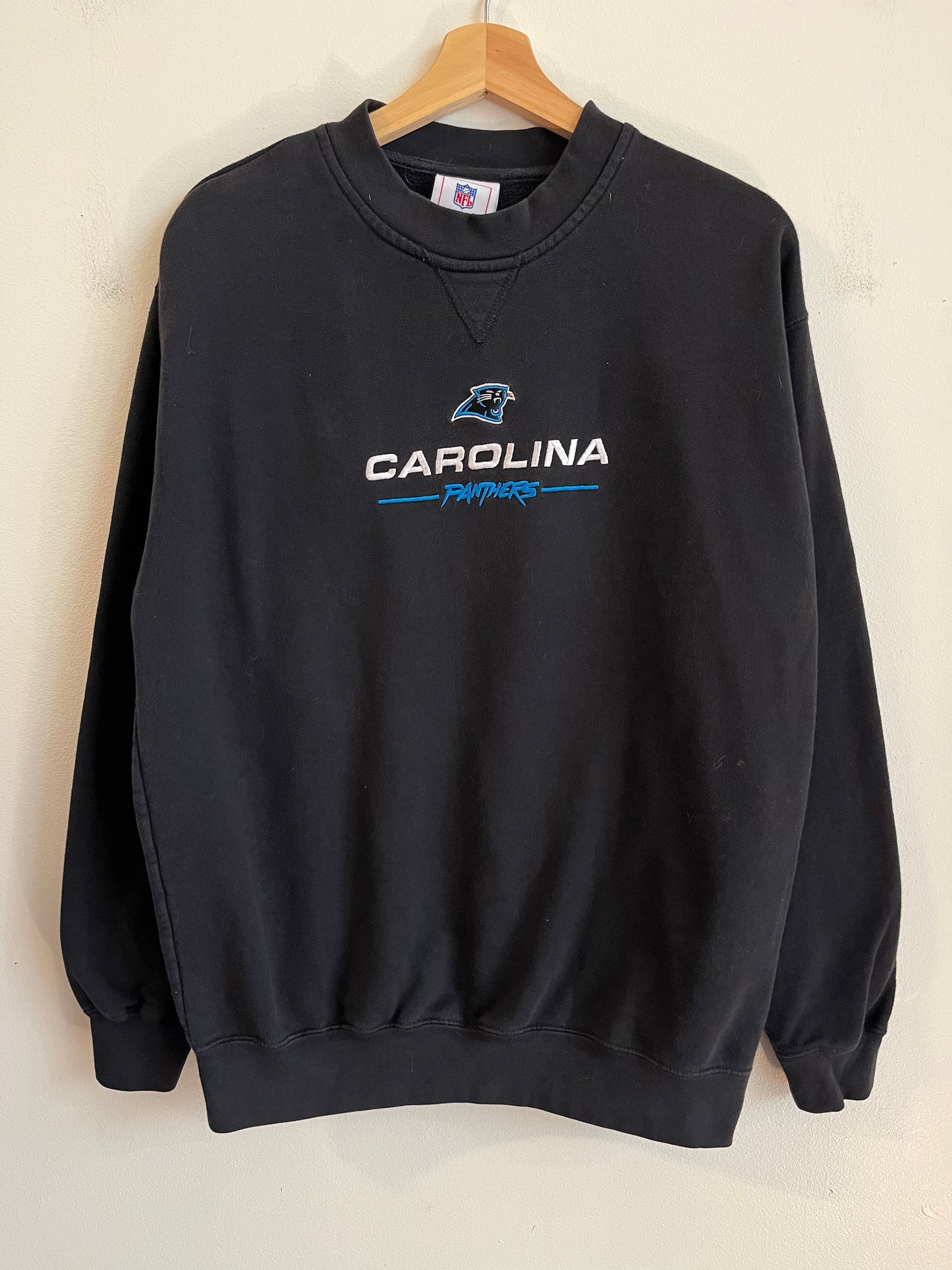 00s Carolina Panthers Cat Scratch Black Crewneck (L)