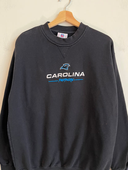 00s Carolina Panthers Cat Scratch Black Crewneck (L)