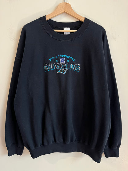 2003 Carolina Panthers NFC Champions Embroidered Black Crewneck (XL)