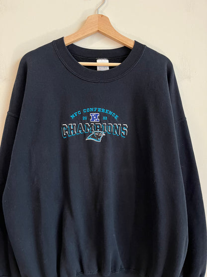 2003 Carolina Panthers NFC Champions Embroidered Black Crewneck (XL)