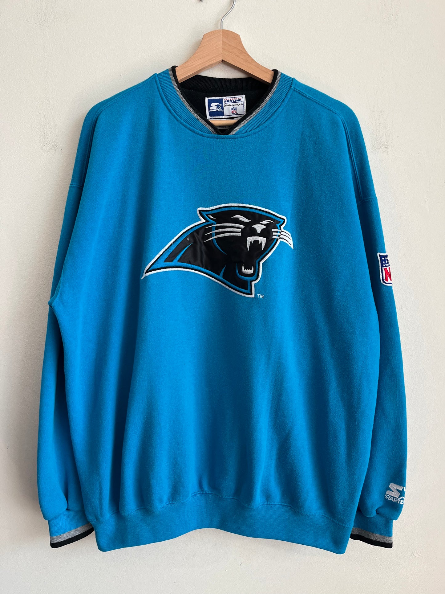 90s Carolina Panthers Blue Starter Embroidered Crewneck (XL)