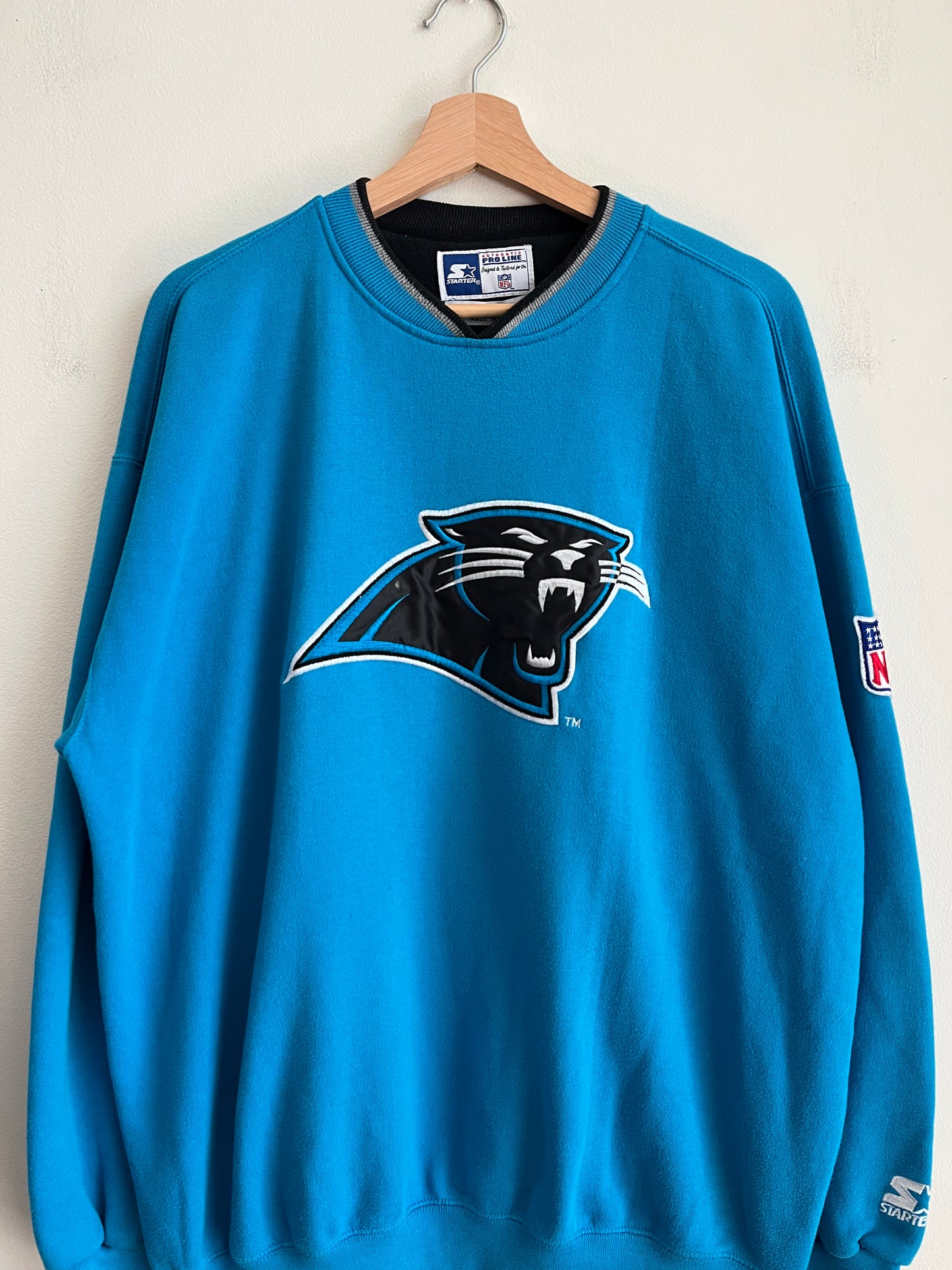90s Carolina Panthers Blue Starter Embroidered Crewneck (XL)