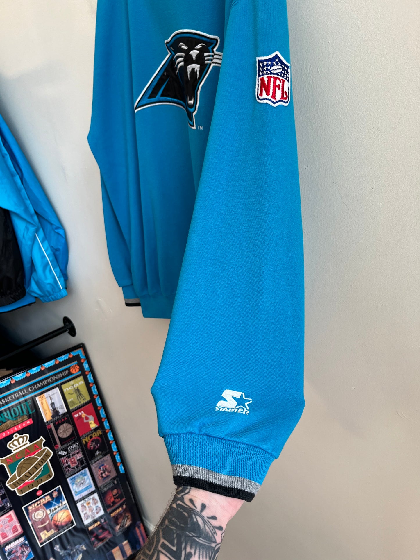 90s Carolina Panthers Blue Starter Embroidered Crewneck (XL)
