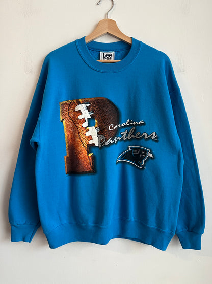 1996 Carolina Panthers Big P Blue Lee Crew Neck (L)