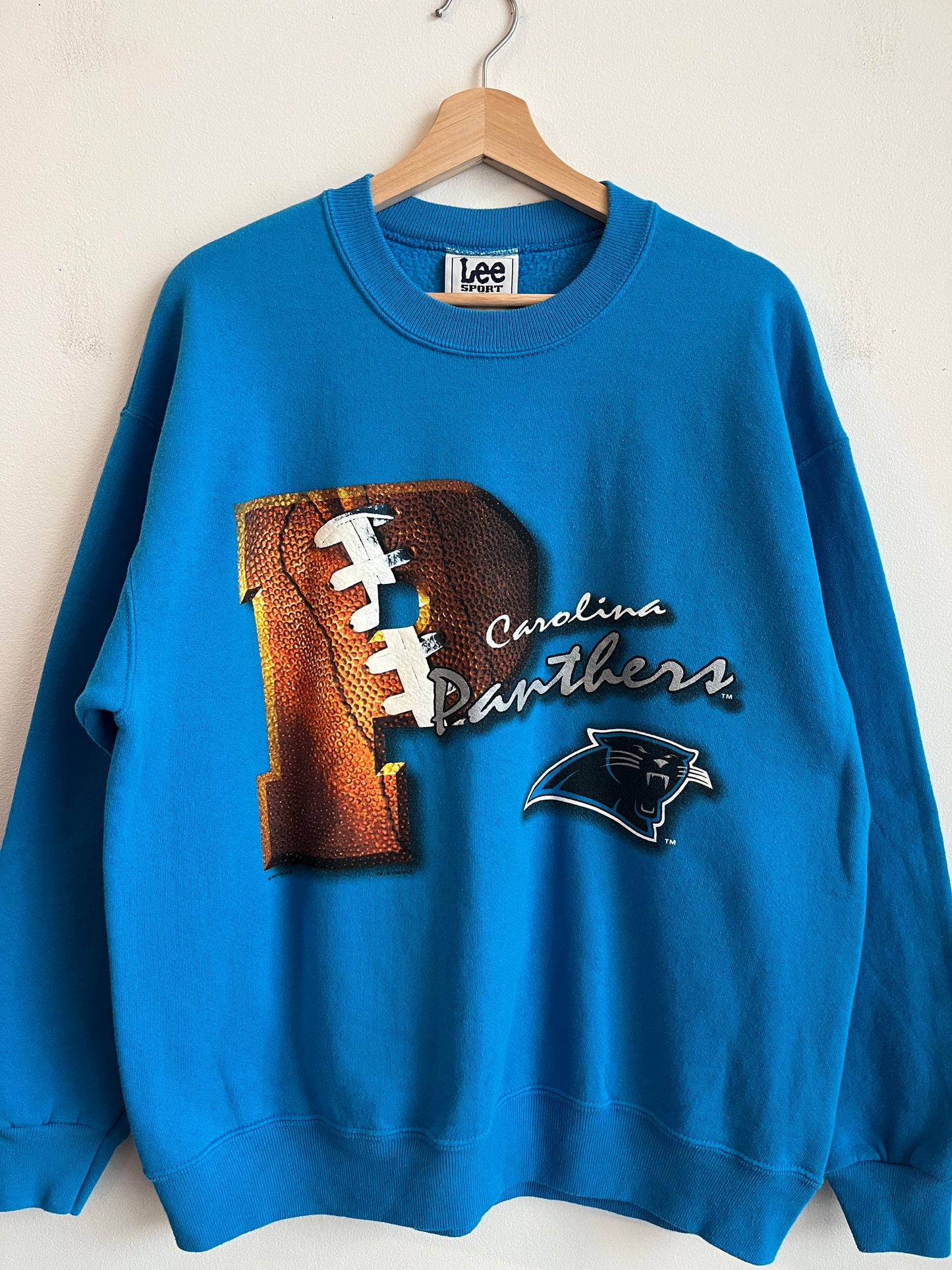 1996 Carolina Panthers Big P Blue Lee Crew Neck (L)