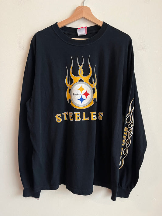 2000s Pittsburgh Steelers Flames Long Sleeve Shirt (XL)