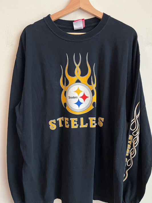 2000s Pittsburgh Steelers Flames Long Sleeve Shirt (XL)