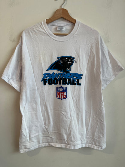 2000s Carolina Panthers Football Cat Scratch White Tee (L)
