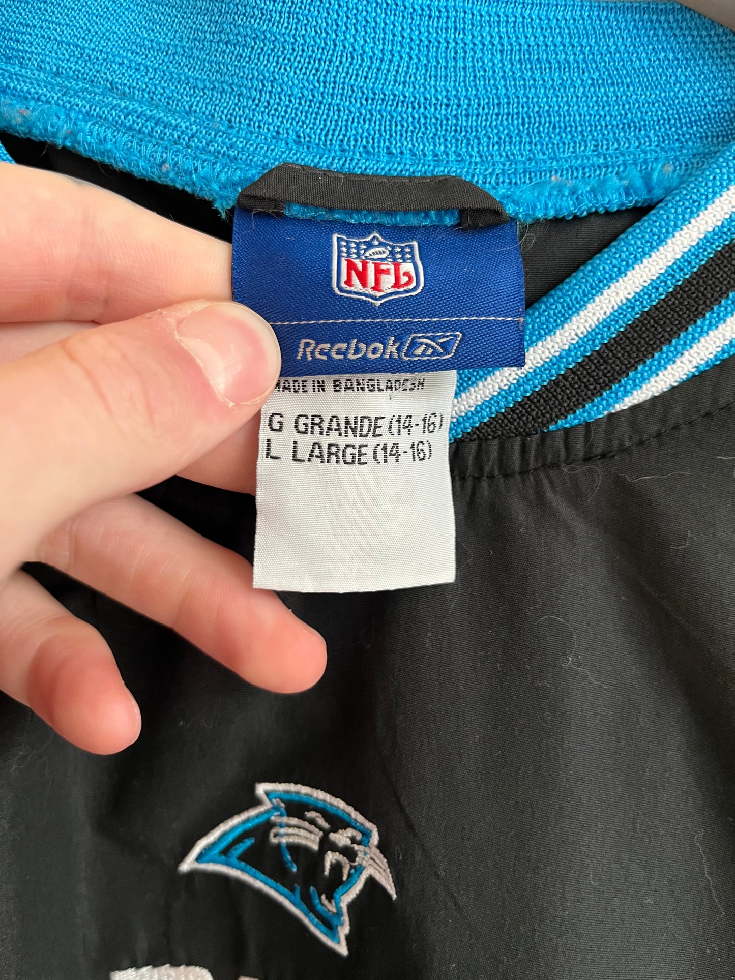 2000s Carolina Panthers Reebok Spell Out Windbreaker (Youth L)
