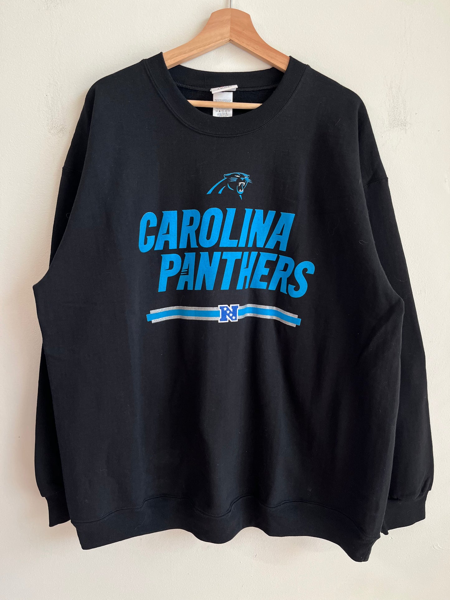2012 Carolina Panthers Black Spell Out Crewneck (XL)