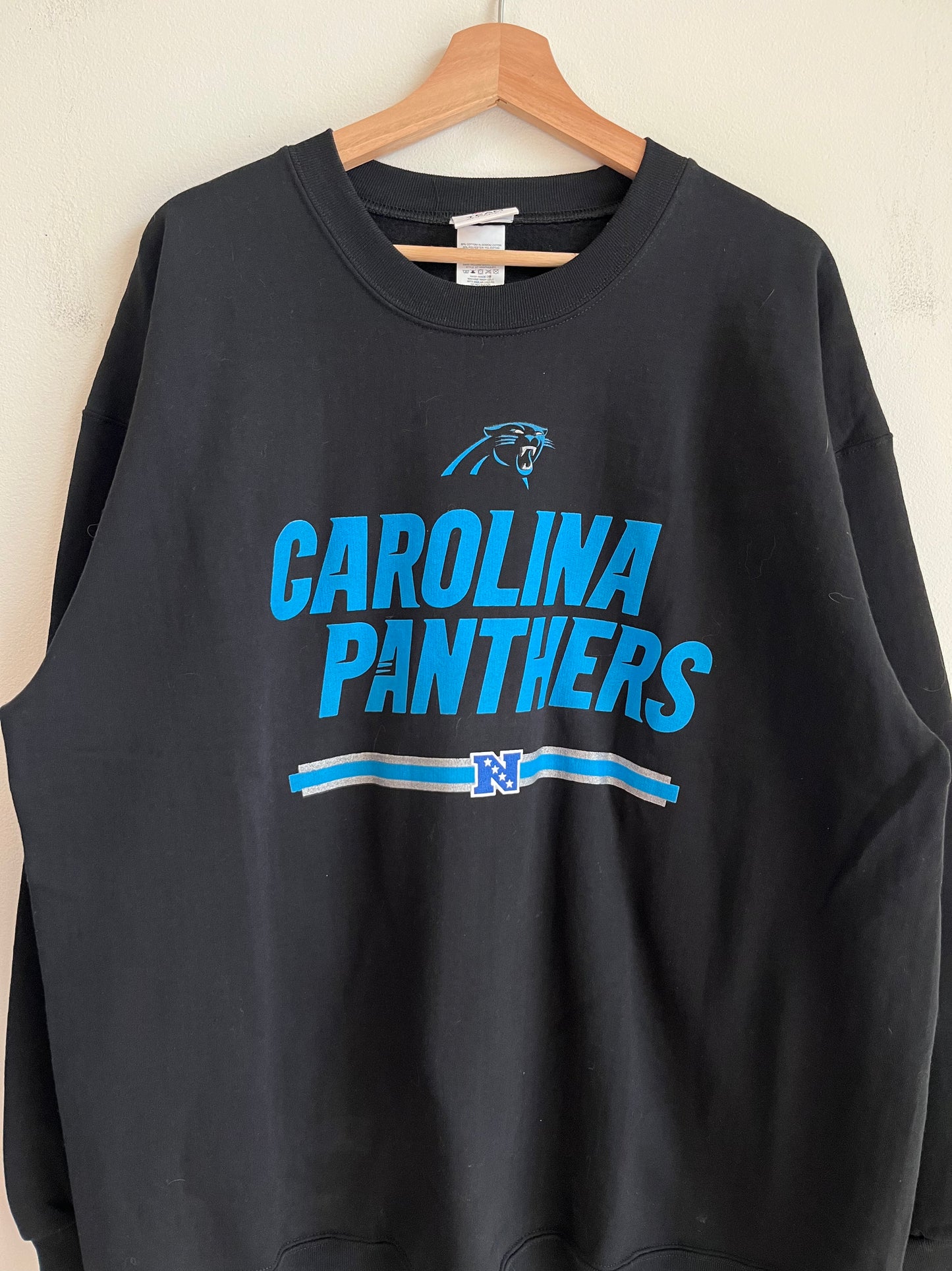 2012 Carolina Panthers Black Spell Out Crewneck (XL)