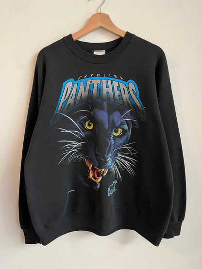 1993 Carolina Panthers Salem Realistic Cat Faded Crewneck (XL)