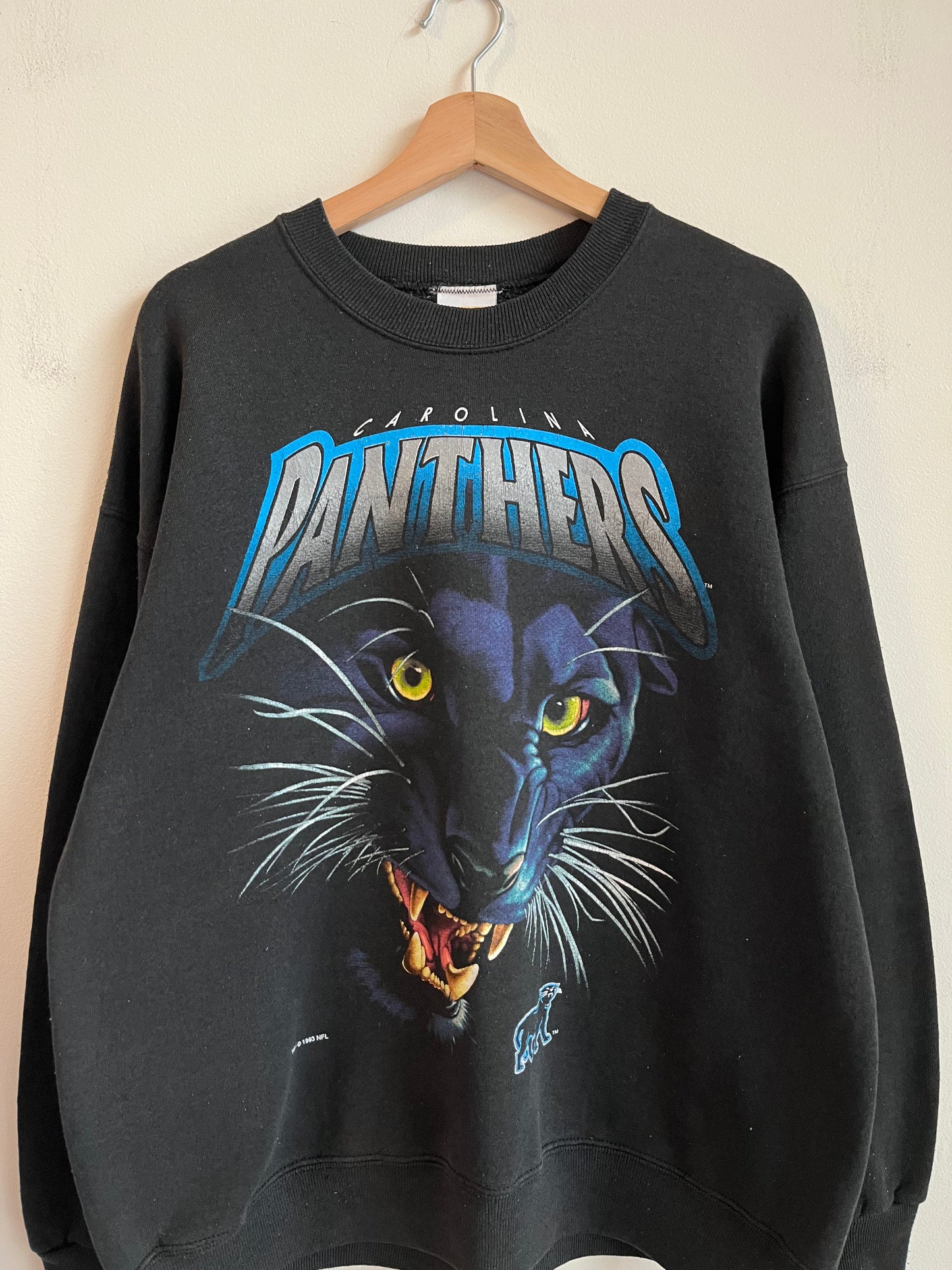 1993 Carolina Panthers Salem Realistic Cat Faded Crewneck (XL)