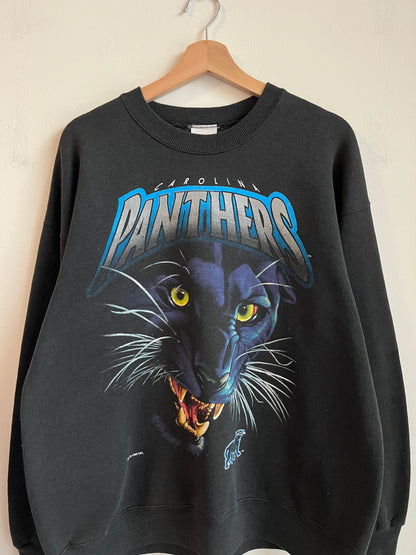1993 Carolina Panthers Salem Realistic Cat Faded Crewneck (XL)
