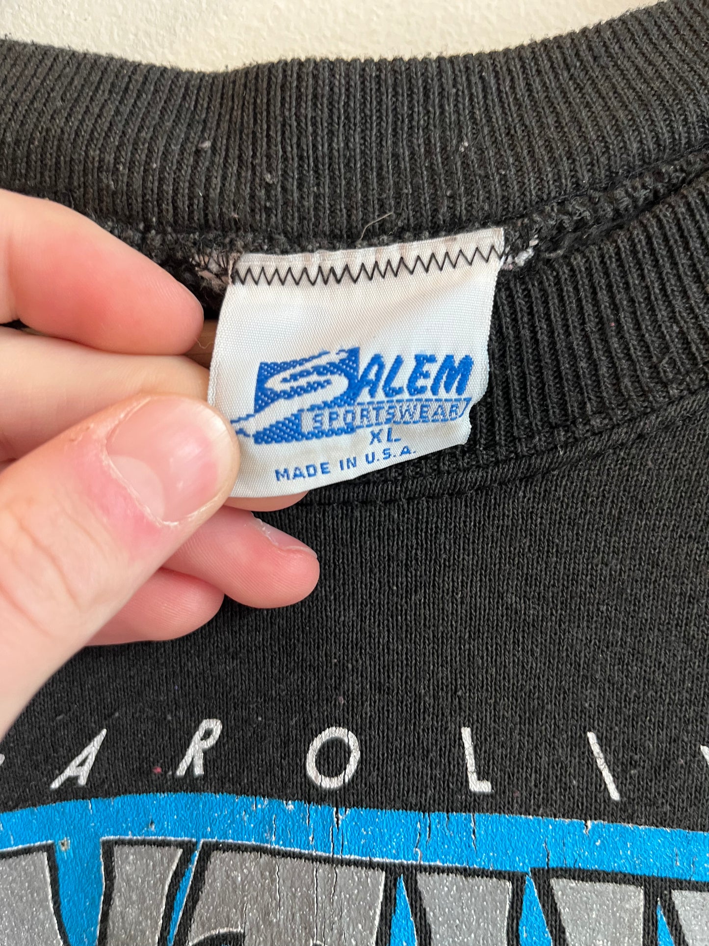 1993 Carolina Panthers Salem Realistic Cat Faded Crewneck (XL)