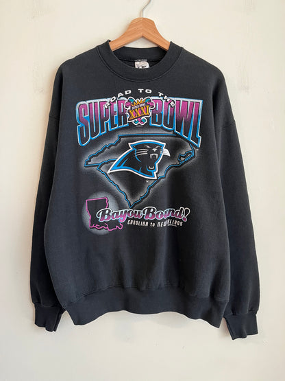 1996 Carolina Panthers "Road to the Super Bowl” Bayou Bound Crewneck (XL)