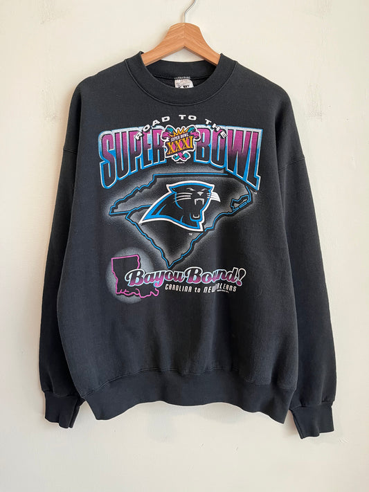 1996 Carolina Panthers "Road to the Super Bowl” Bayou Bound Crewneck (XL)