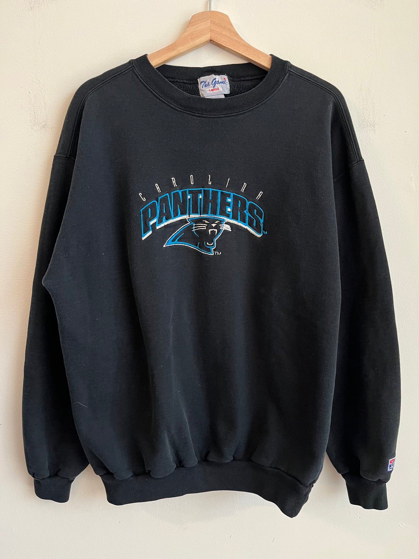 1990s Carolina Panthers The Game Embroidered Black Crewneck  (L)