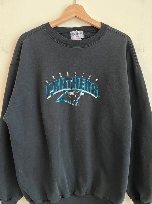 1990s Carolina Panthers The Game Embroidered Black Crewneck  (L)