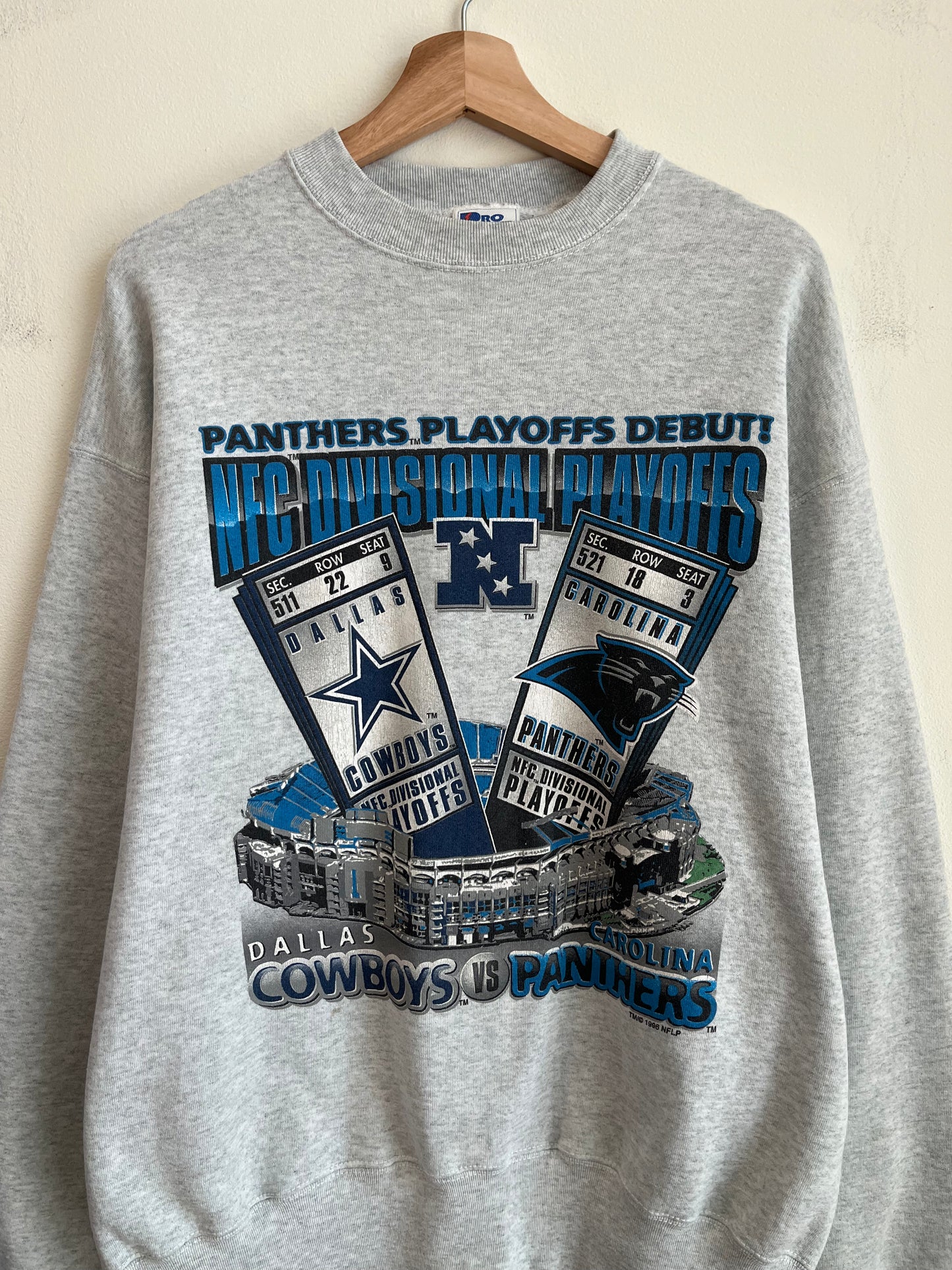 1996 Carolina Panthers v Dallas Cowboys Playoffs Crewneck (XL)
