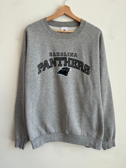 2002 Carolina Panthers Essential Grey Spell Out Crewneck (XL)