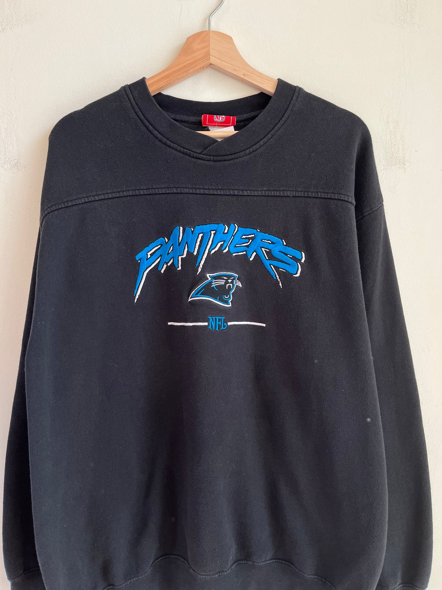 00s Carolina Panthers Black Cat Scratch Crewneck (XL)