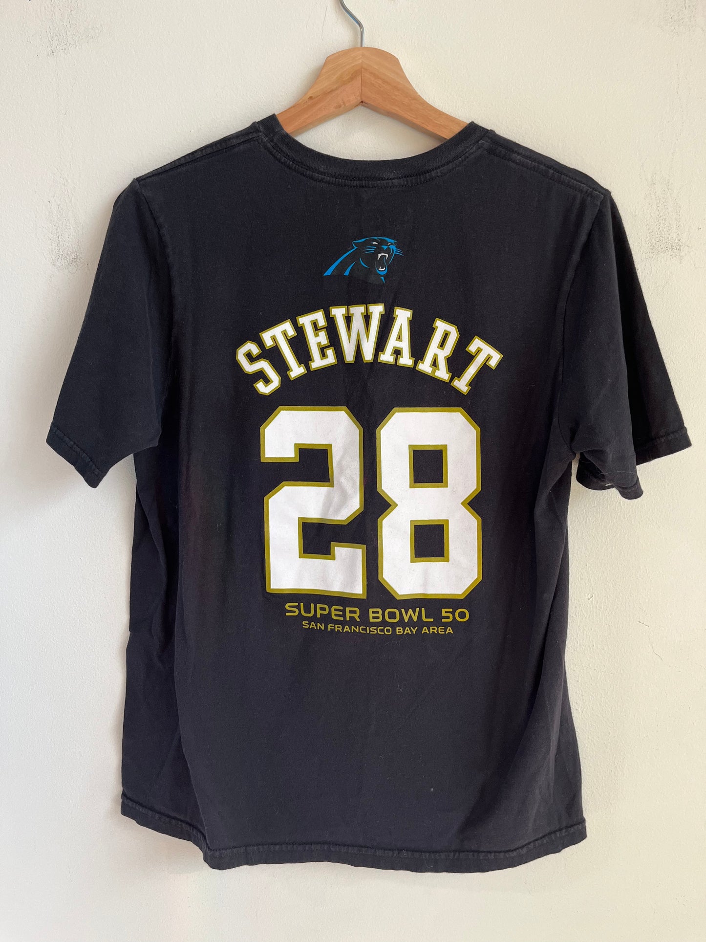 2015 Carolina Panthers Jonathan Stewart Super Bowl 50 Tee (Youth XL)