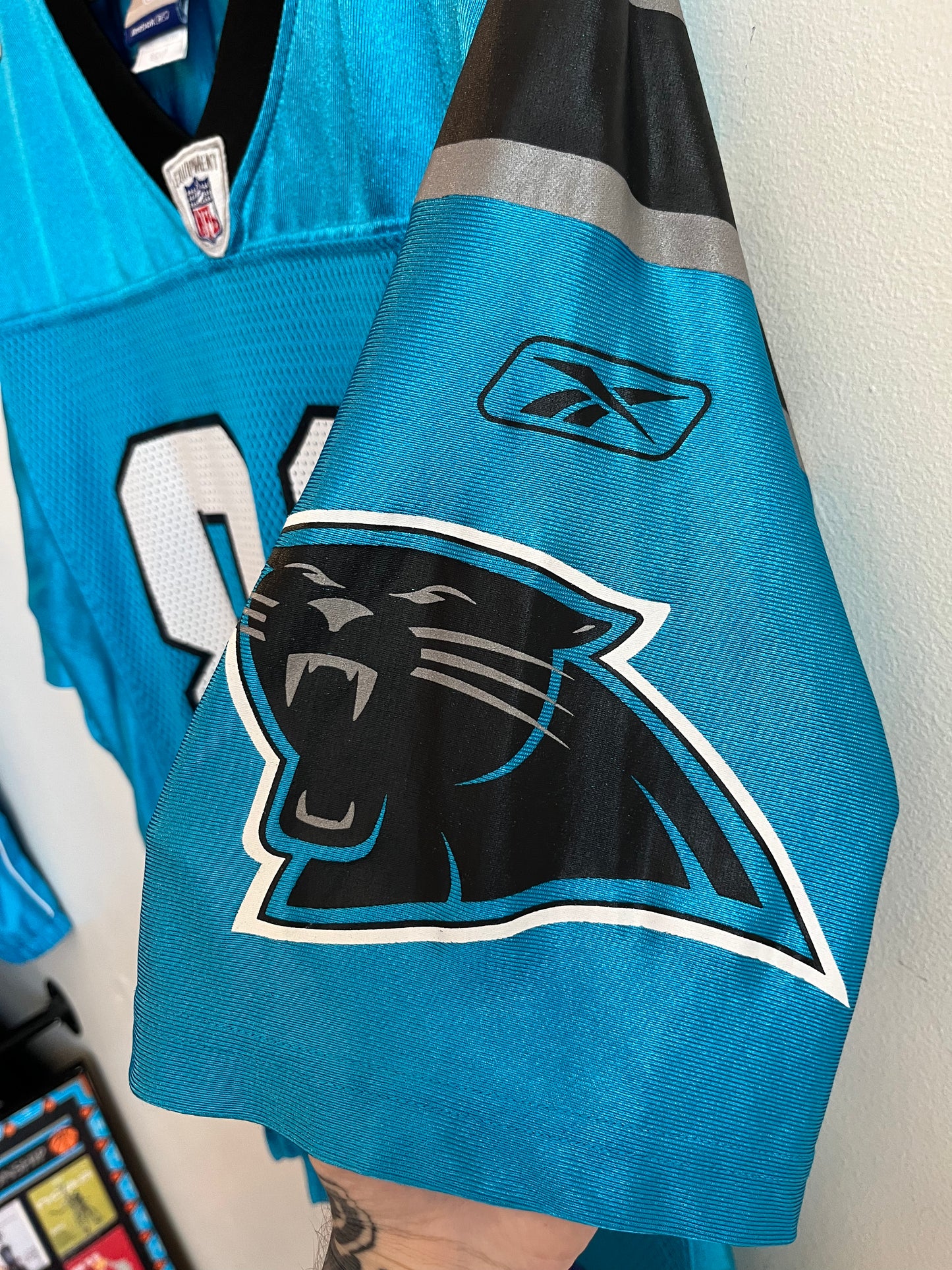 00s Carolina Panthers Steve Smith Blue Reebok Jersey (S)
