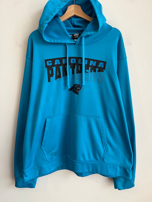 2010s Carolina Panthers Electric Blue Spell Out NFL Hoodie (XXL)