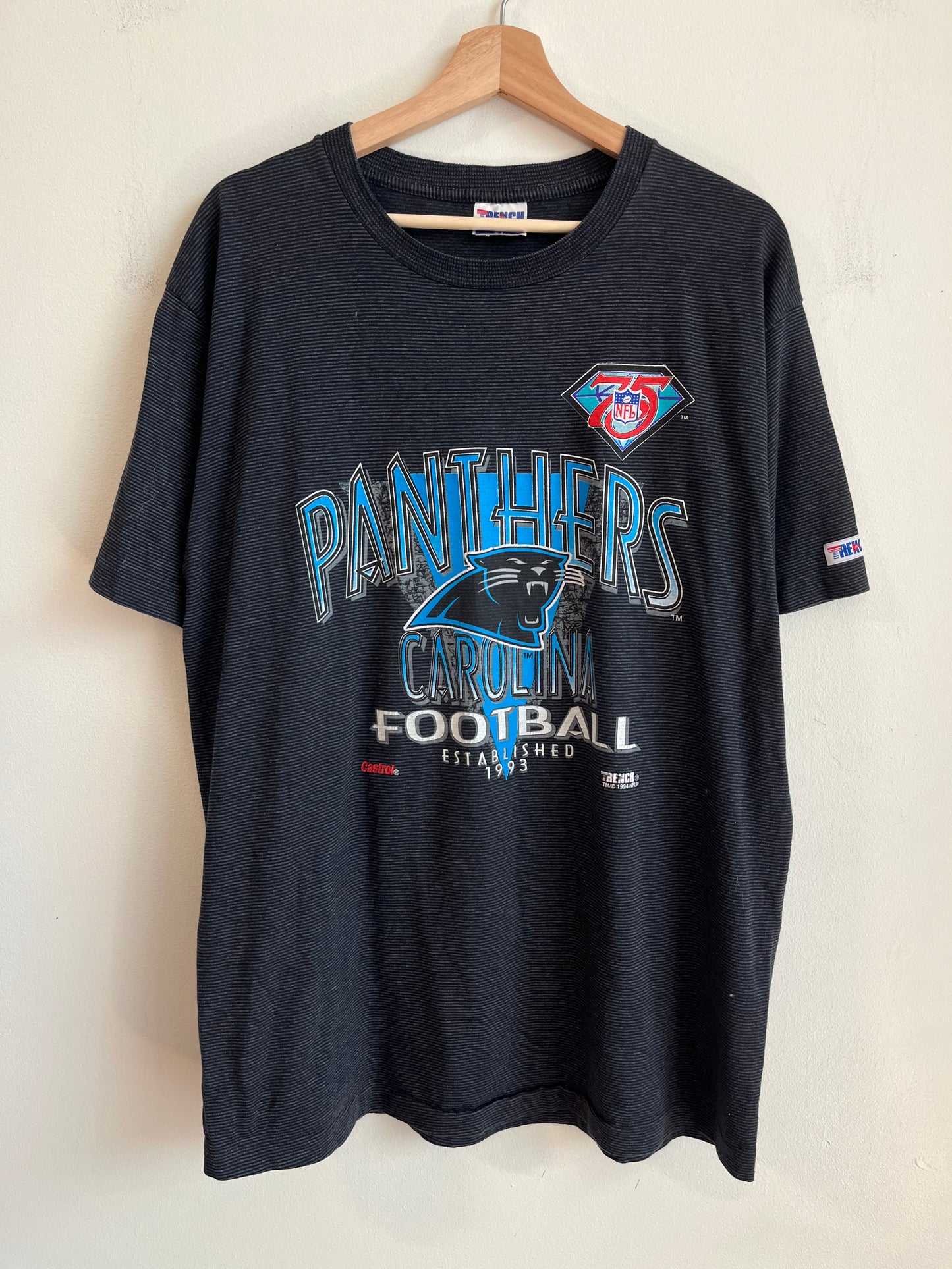 1994 Carolina Panthers Striped Trench Tee (XL)