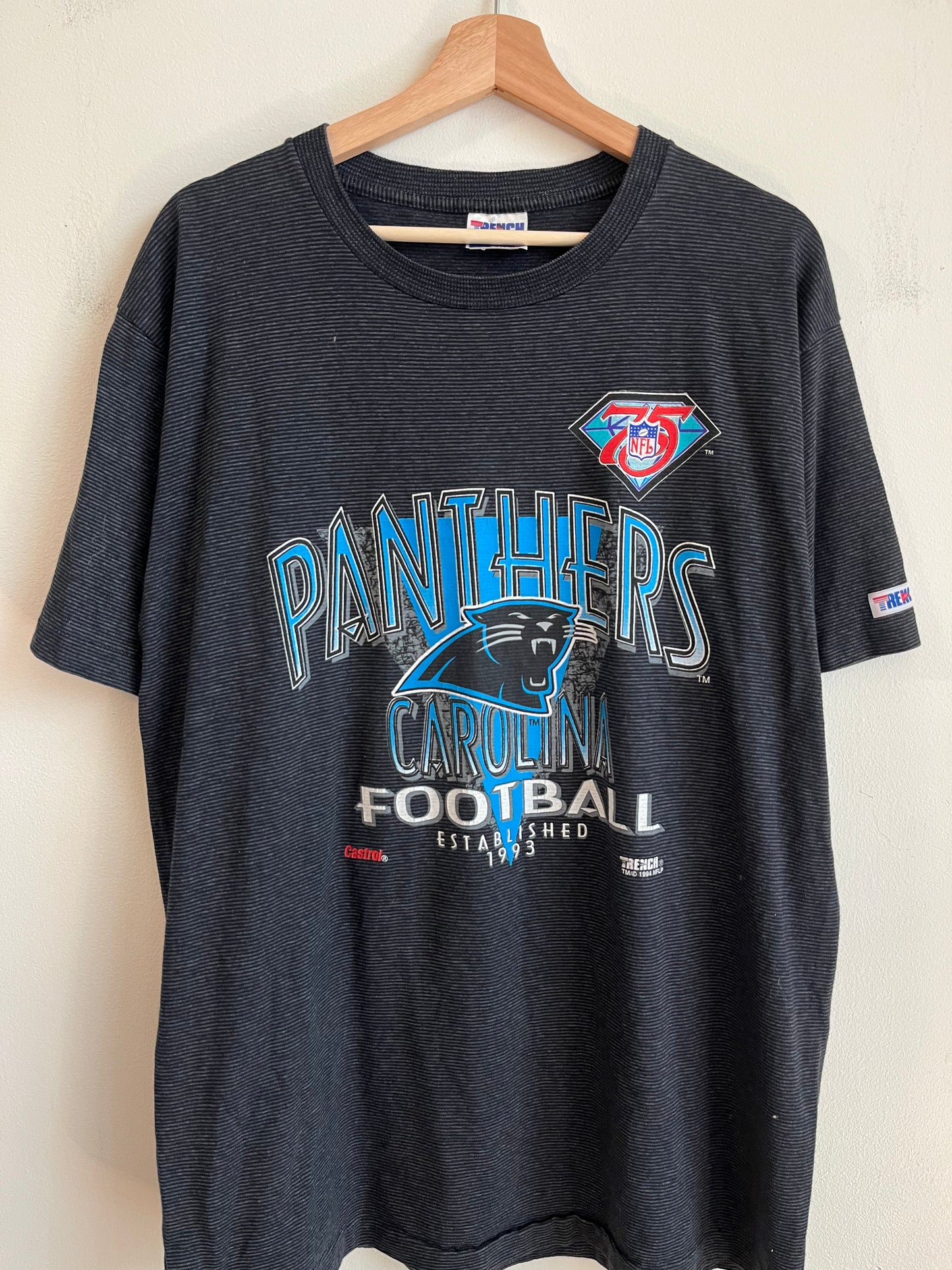 1994 Carolina Panthers Striped Trench Tee (XL)
