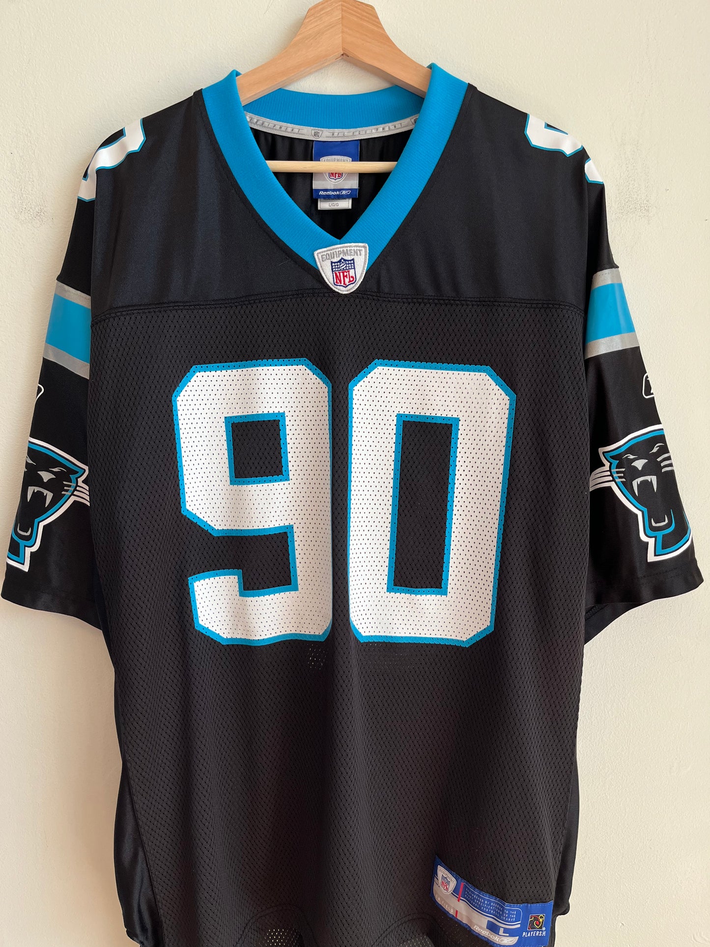 00s Carolina Panthers Julius Peppers Reebok Home Jersey (L)