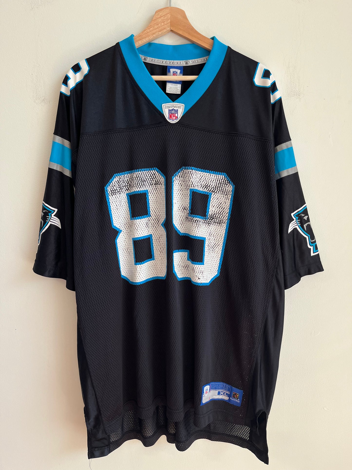 00s Carolina Panthers Steve Smith Cracked Reebok Jersey (XL)