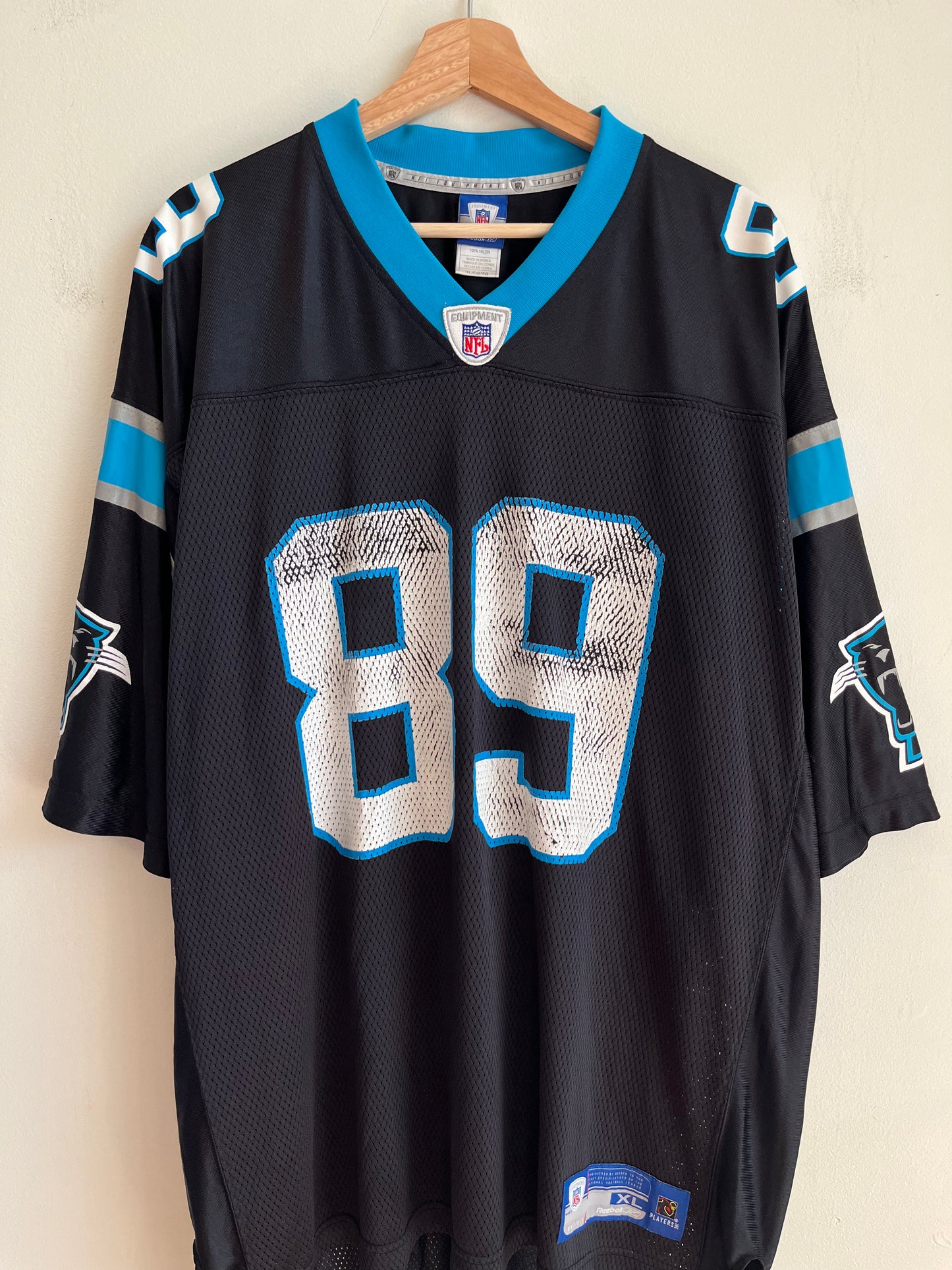 00s Carolina Panthers Steve Smith Cracked Reebok Jersey (XL)