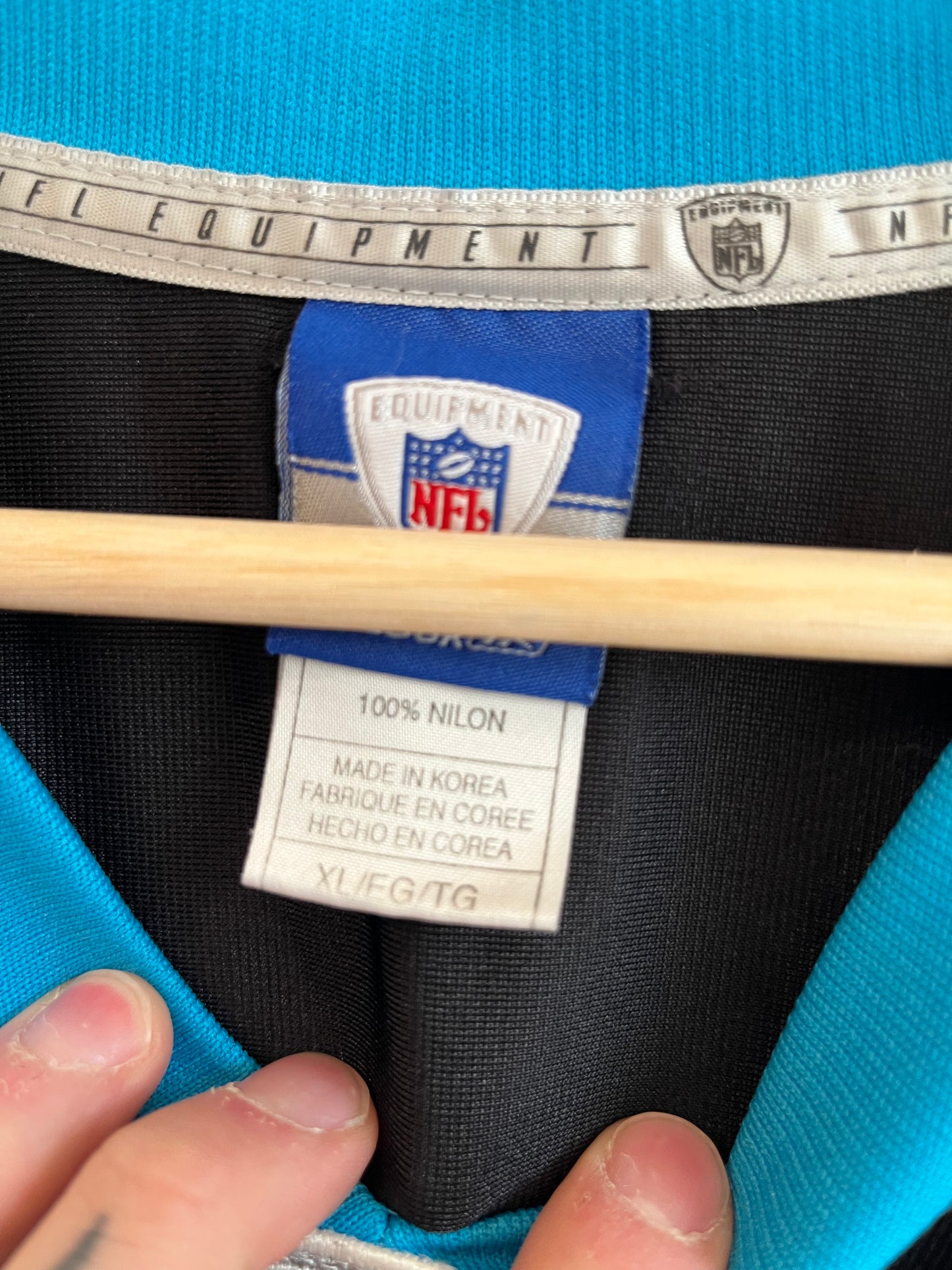 00s Carolina Panthers Steve Smith Cracked Reebok Jersey (XL)