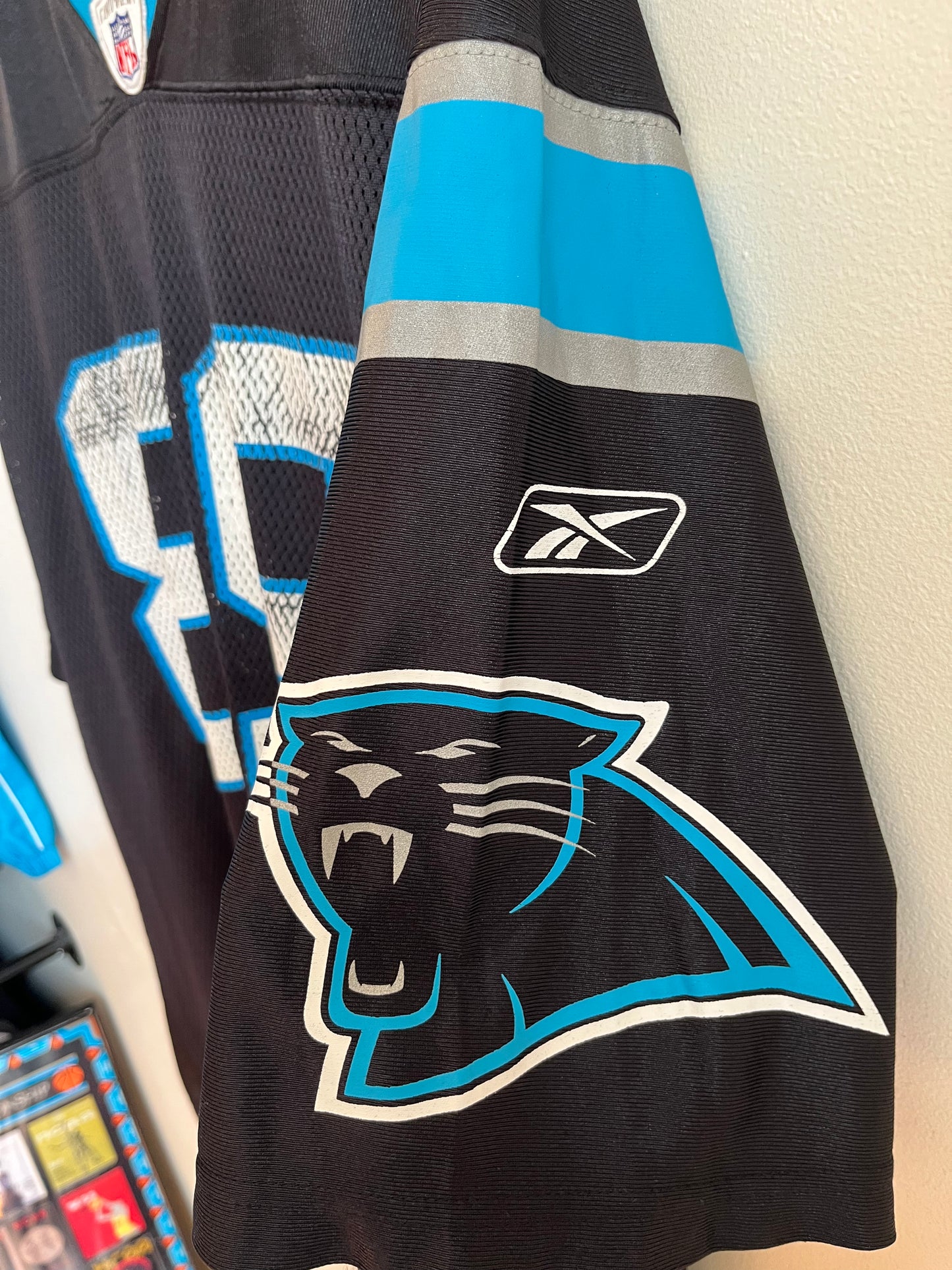 00s Carolina Panthers Steve Smith Cracked Reebok Jersey (XL)