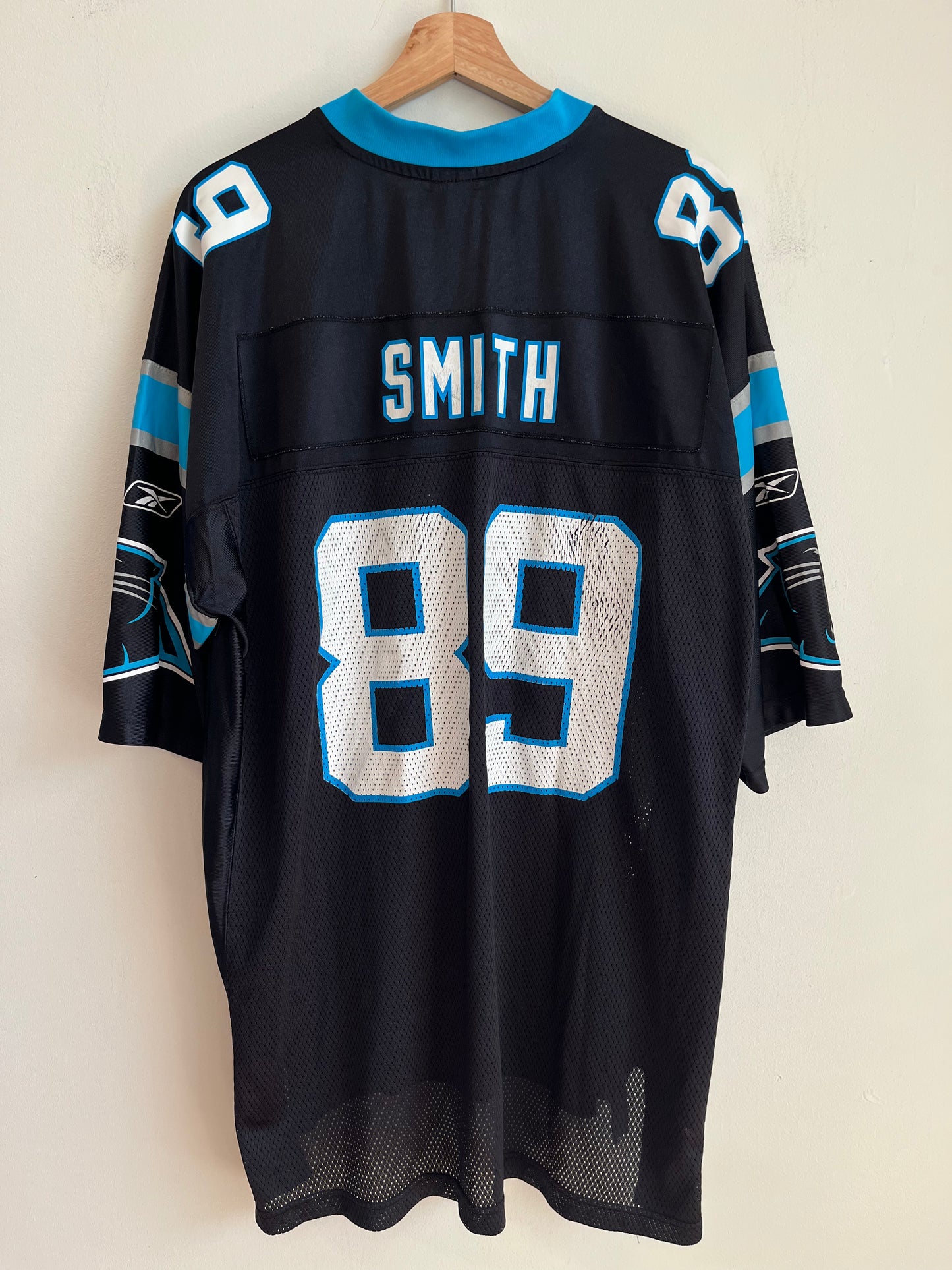 00s Carolina Panthers Steve Smith Cracked Reebok Jersey (XL)