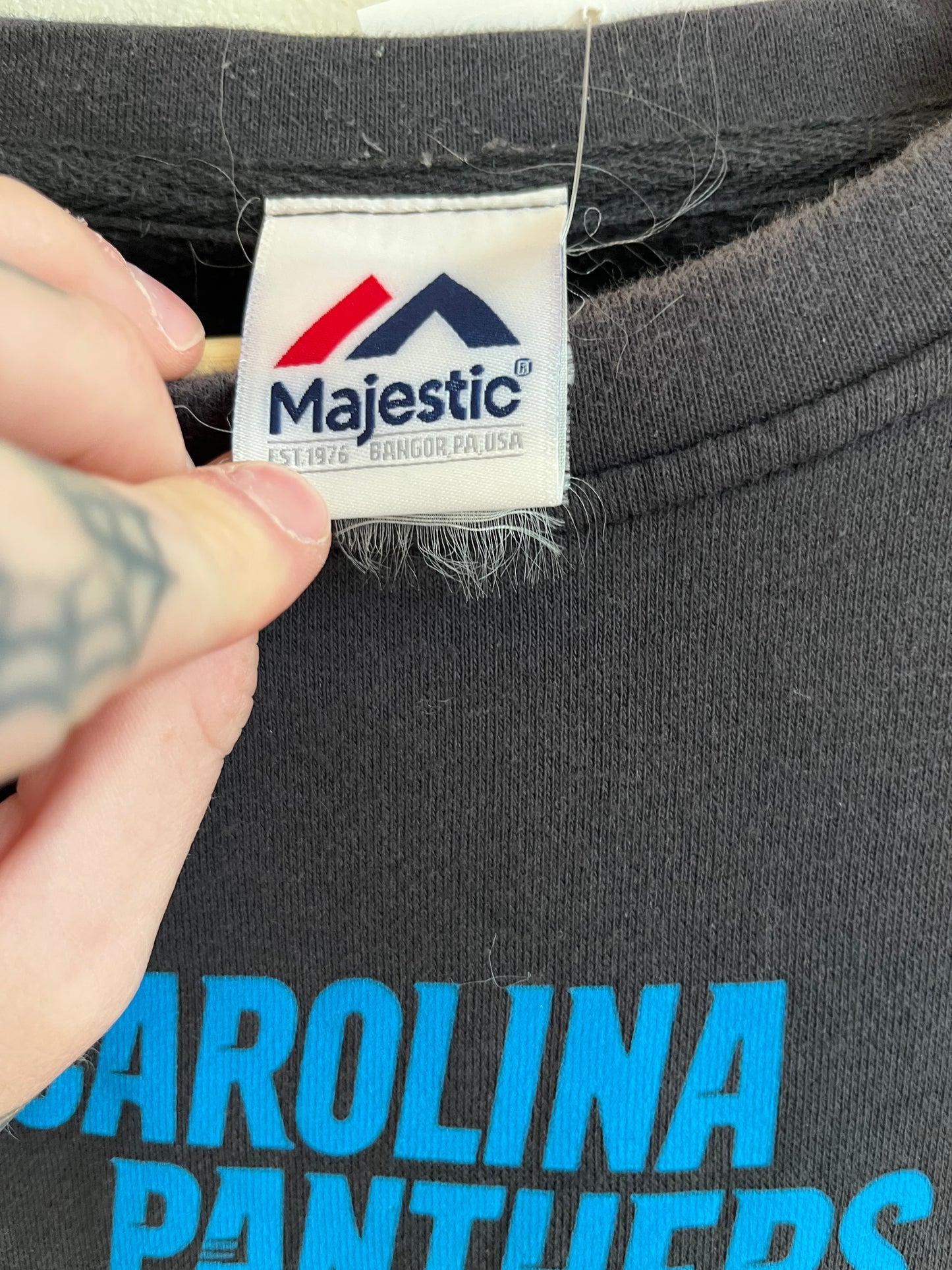 2015 Carolina Panthers Faded Black Crewneck (XXL)