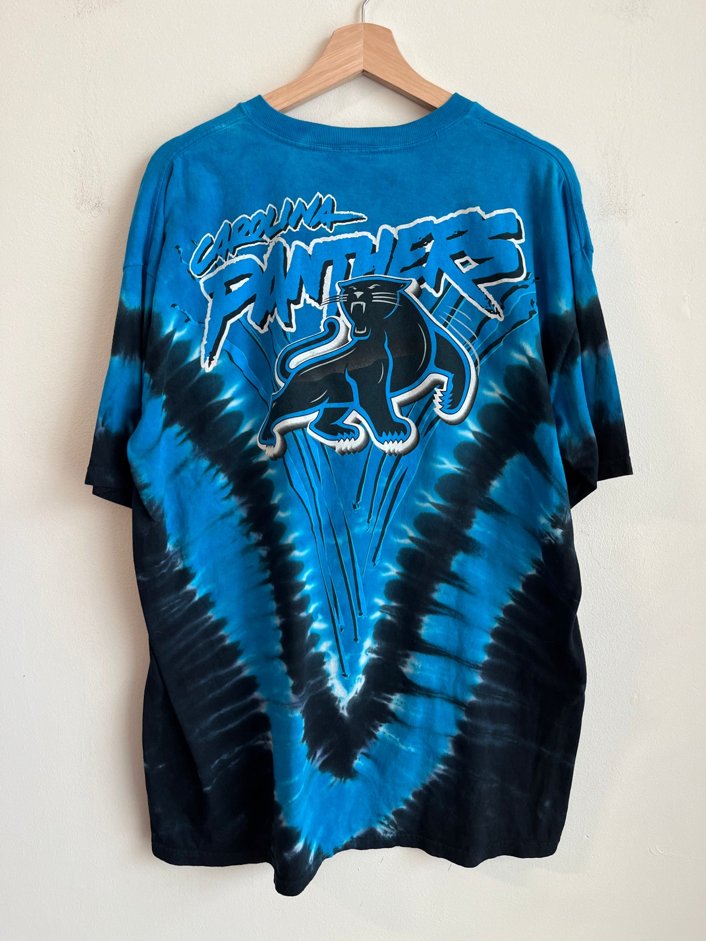 00s Carolina Panthers Majestic Tie Dye Old Cat Tee (XL)